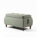Opbergbank in groen stof met houten poten 80 x 40 x 40cm