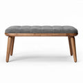 Houten bank met grijze stofafwerking 100 x 50 x 40cm