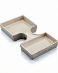 Ceramische serveerschaal met gescheiden vakken 20 x 15 x 5 cm beige