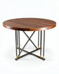 ronde tafel met houten blad en metalen onderstel 80 x 80 x 75 cm