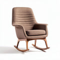 Schommelstoel met een stoffen bekleding en houten onderstel 70 x 80 x 100cm