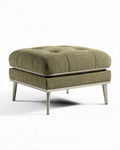 Hedendaagse groene ottoman van stof met metalen poten 60 x 60 x 40cm