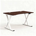 Verstelbaar bureau van hout met wit metalen onderstel 120 x 60 x 75cm