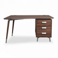 Luxe bureau met 3 lades van hout en metaal 120 x 60 x 75cm bruin