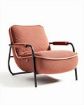 Zacht fauteuil met metalen frame en gestikte stof in oranje 80 x 80 x 75cm