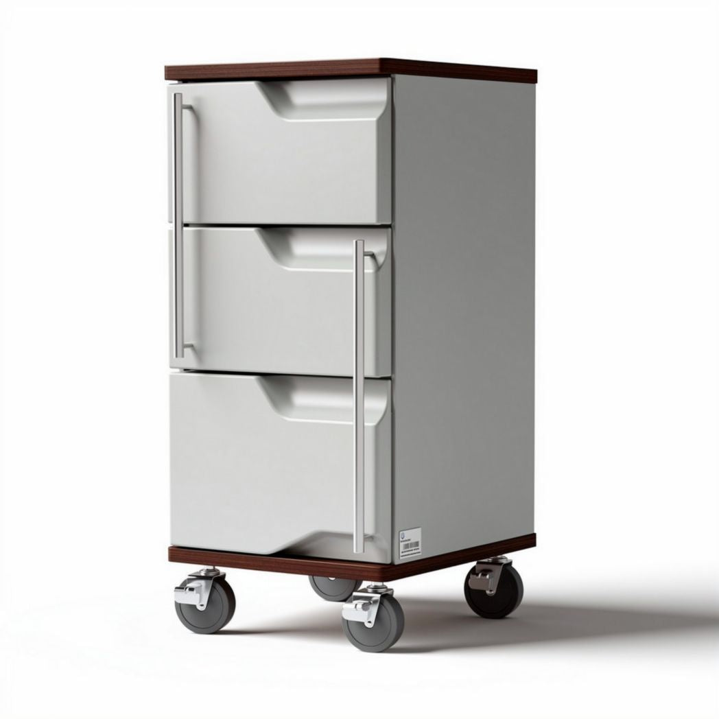 Mobiele ladekast met drie lades van kunststof in wit 40 x 40 x 80cm