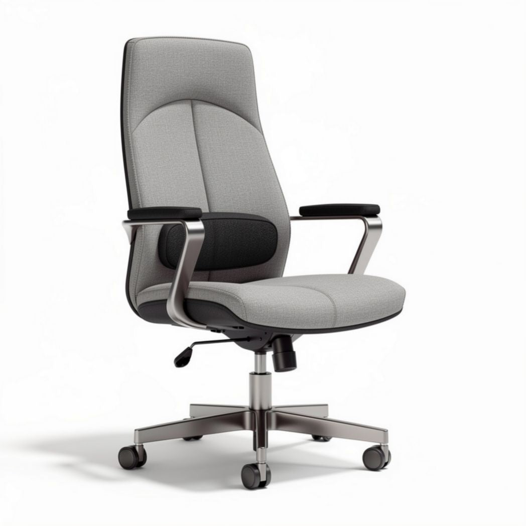 Bureaustoel met verstelbare leuning en armsteunen in grijs stof 60 x 60 x 110cm